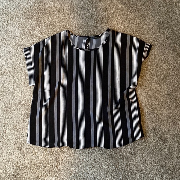 Black and white stripped formal blouse - Picture 1 of 2